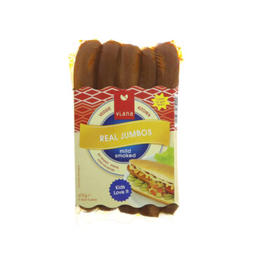 Viana Real Jumbo Mild Smoked Veggie Hot Dogs 275g