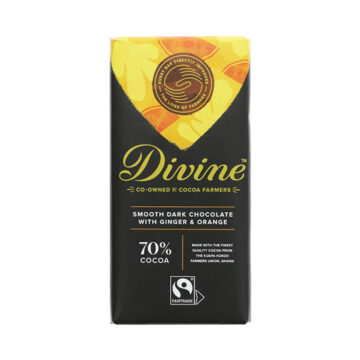 Divine 70% Dark Chocolate With Ginger & Orange 90g