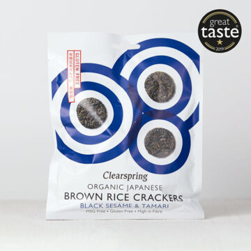 Clearspring Brown Rice Crackers Black Sesame & Tamari Organic 40g
