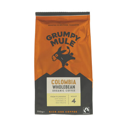 Grumpy Mule Cafe Equidad Colombia Coffee BEANS Organic 200g