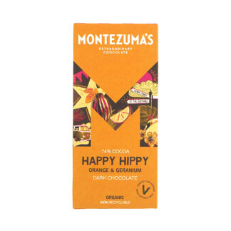 Montezuma's Happy Hippy Orange & Geranium Dark Chocolate Organic 90g
