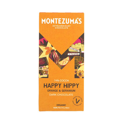 Montezuma’s Happy Hippy Orange & Geranium Dark Chocolate Organic 90g