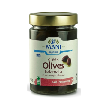 Mani Organic Greek Olives Kalamata Raw In EVOO Organic