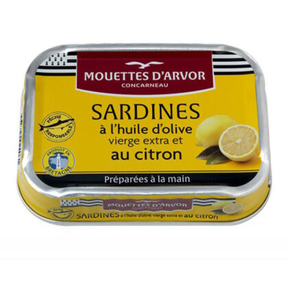 Mouettes D’Arvor Sardines wtih Lemon Confit and Pepper in Extra Virgin Olive Oil 115g