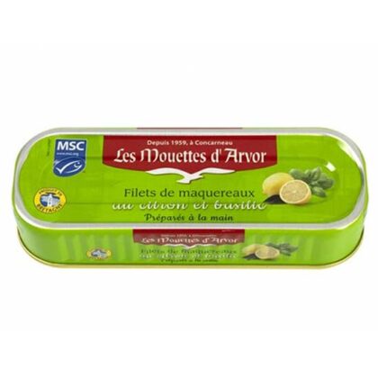 Mouettes D’Arvor Mackerel Fillets With Lemon & Basil 176g