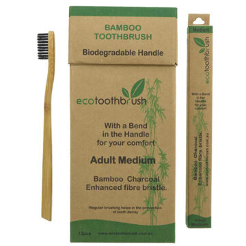 Eco Toothbrush Bamboo Charcoal Enhanced Fibre Bristle Adult Medium