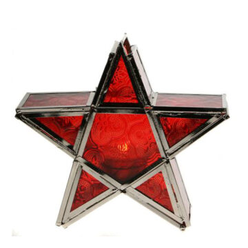 Shared Earth All Red Standing Star T Light Lantern