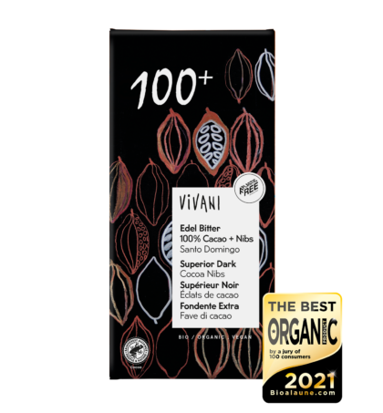 Vivani 100% Superior Dark Chocolate with Nibs