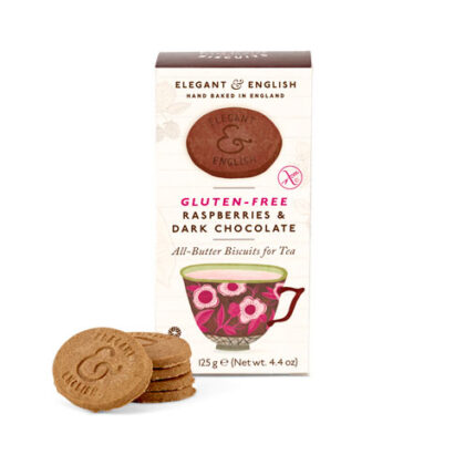 Artisan Elegant & English Gluten Free Raspberries & Dark Chocolate Biscuits 125g