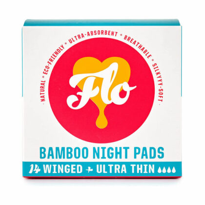 Flo Bamboo Ultra Thin Winged Night Sanitary Pads 14 pack