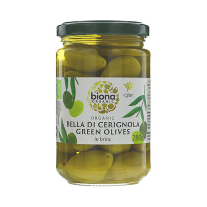 Biona Bella Di Cerignola Green Olives in Brine Organic 280g