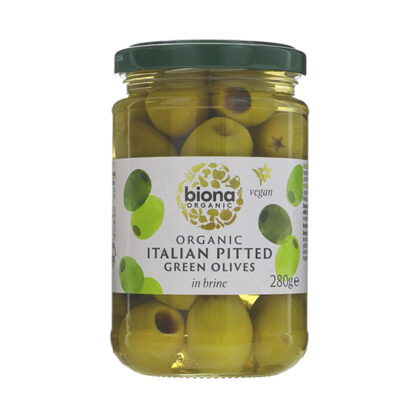 Biona Italian Pitted Green Olives in Brine Organic 280g