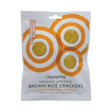 Clearspring Brown Rice Crackers Whole Sesame & Tamari 40g