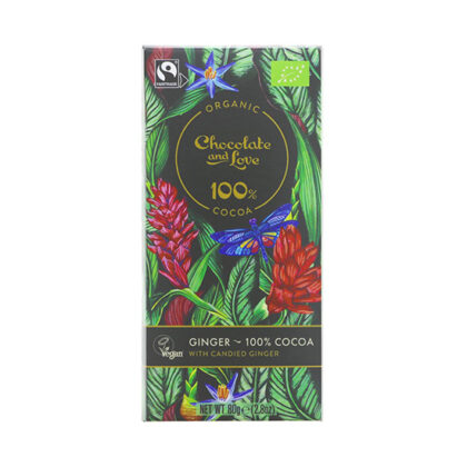 Chocolate and Love Ginger 100% Cocoa Chocolate Organic 80g