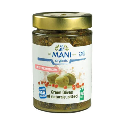 Mani Organic Green Olives with Pink Peppercorns 205g