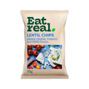 Eat Real Lentil Chips Greek Cheese, Tomato and Herb Flavour 95g