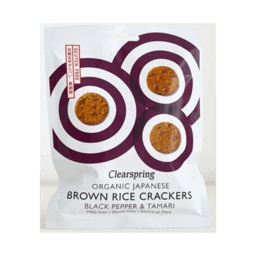 Clearspring Black Pepper & Tamari Brown Rice Crackers Organic 40g