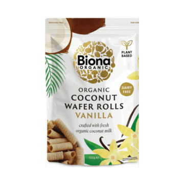 Biona Coconut Wafer Rolls Vanilla Organic 100g