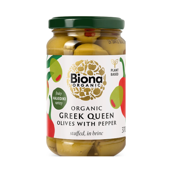 Biona Greek Queen Olives with Peppers Organic 370g